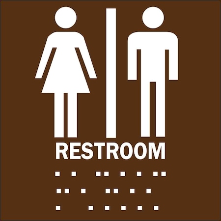 Brady Restrooms, 8" W x 8" H, Square, Plastic, 70129 70129